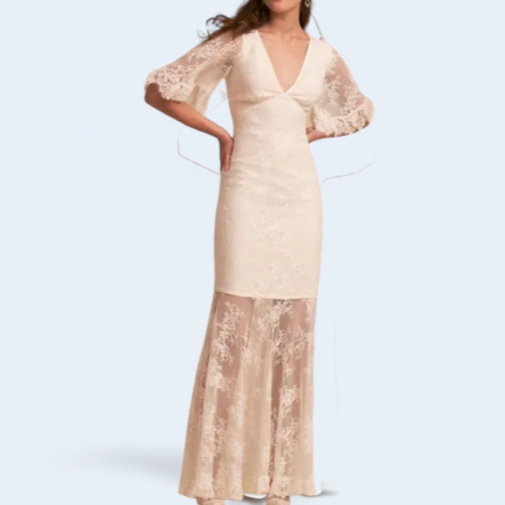La Maison Talulah BHLDN Anson XS 0/2 Off White Allover Lace Wedding Bridal Maxi